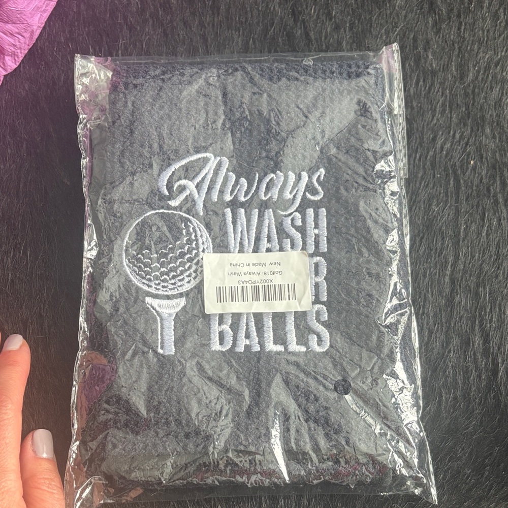 Black Golf Towel with Embroidery